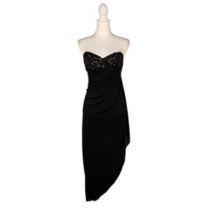Kay Unger Black Beaded Cocktail Dress Women's 10 NWT Sexy Siren Chic Goth Glam